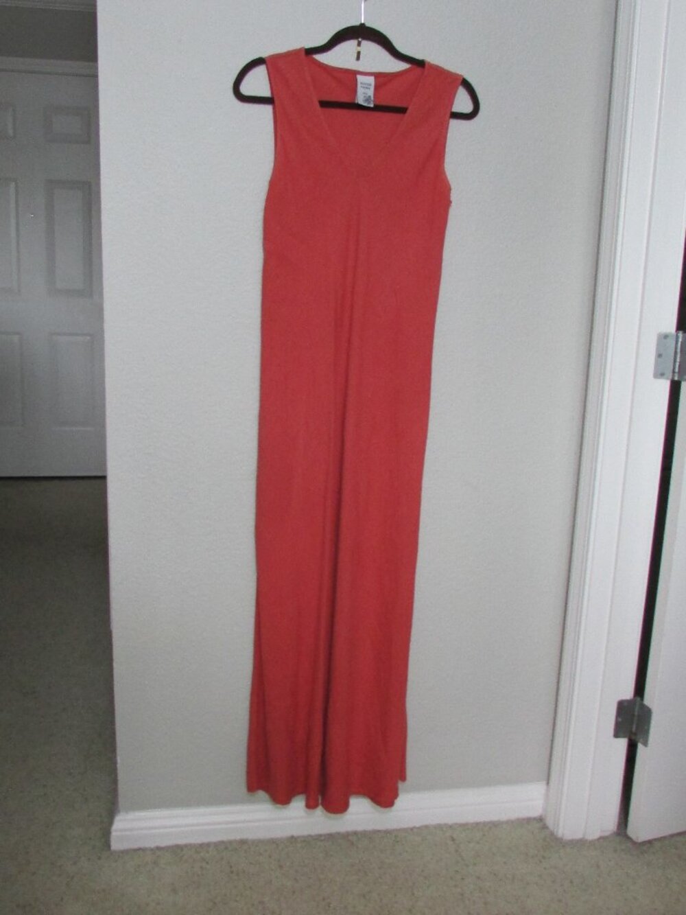 Match Point Long Linen Sleeveless Dress - Coral